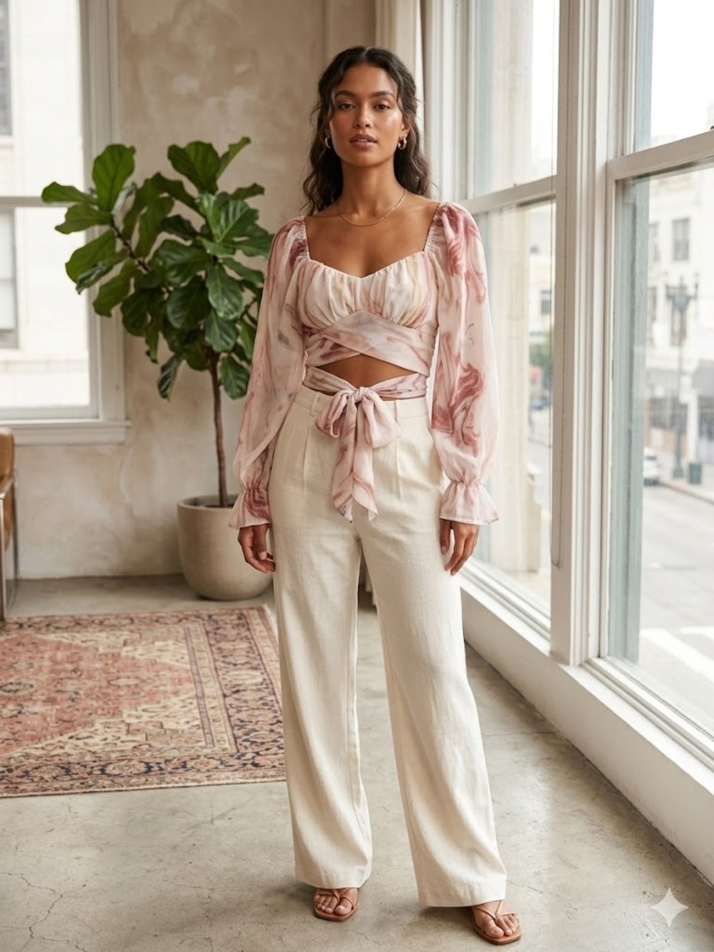 Gorgeous Marble Print Wrap Top and Trousers 🌸